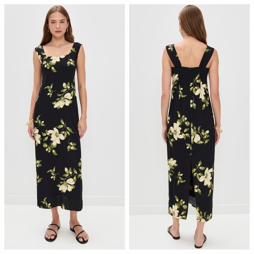 Reformation Vea Midi Dress Black Floral Mood For Love Womens 6 NWT